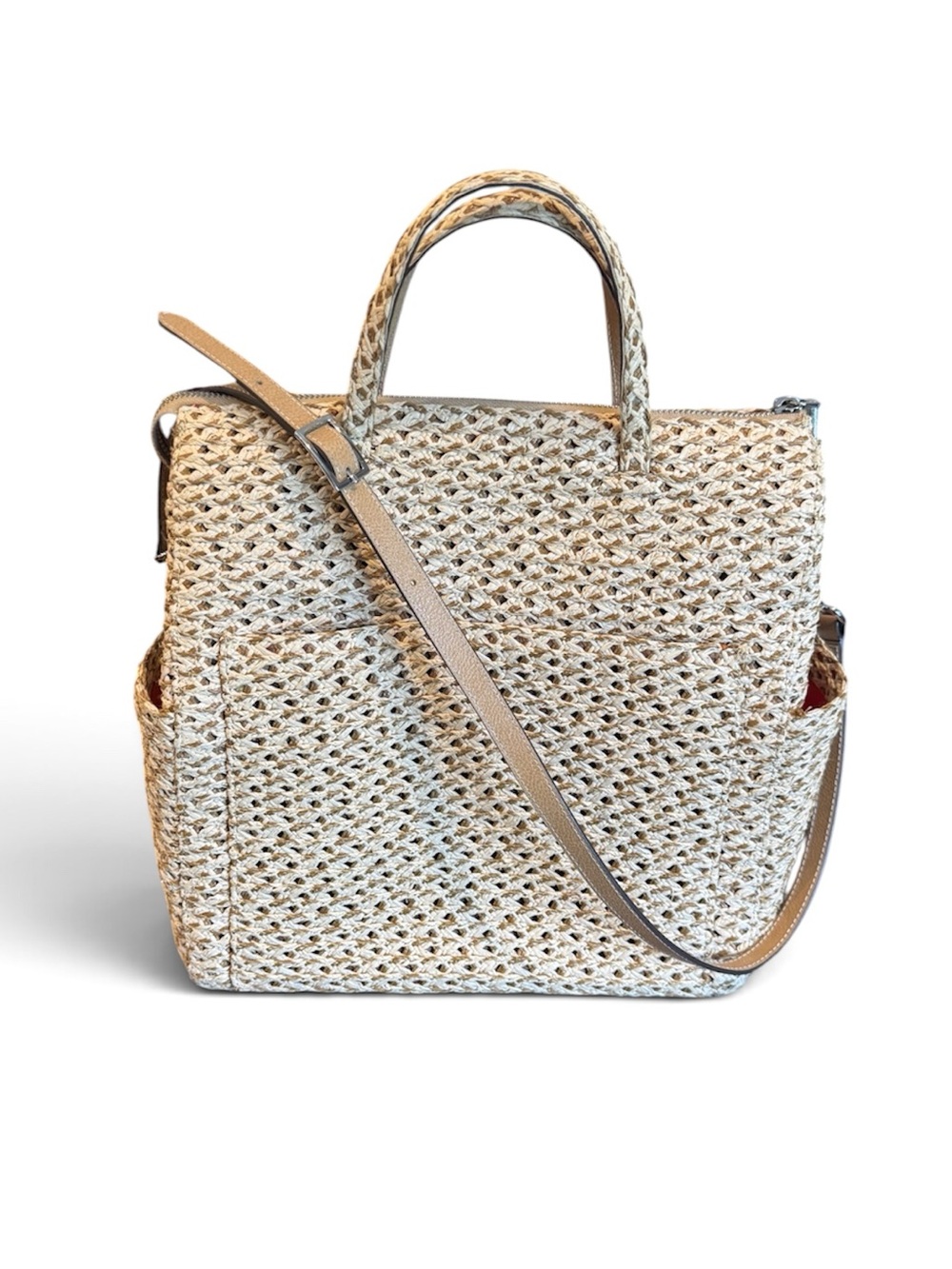 Eric Javits Big Lucy Squishee Satchel Natural color with handles & strap - Picture 2 of 8